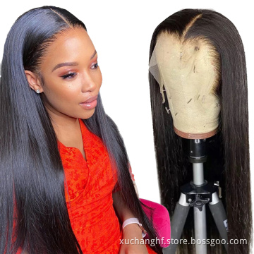 HF 13x4 hd Lace frontal wigs Silky Bone Straight Human Hair Transparent  Lace Closure Wigs For Black Women